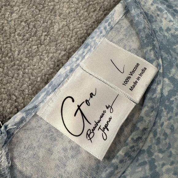 GOA Beachwear by Japna Coverup Dress Sz Large Blue Snake Print Handkerchief hem - Picture 3 of 6